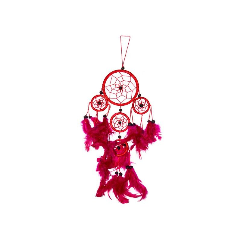 Großer  50cm x 16cm Dreamcatcher Traumfänger Rot Orange Pink Perlen 