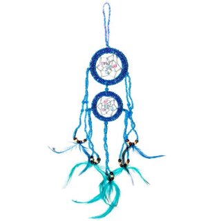 35cm x 6cm Dreamcatcher Blau Türkis Traumfänger Perlen Handarbeit