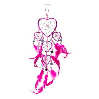 45cm x 16cm Dreamcatcher Traumfänger Herz Pink Pinke Federn Spiegel