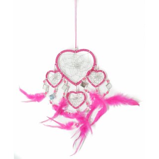 40cm x 9cm Mädchen Traumfänger Kinder Dreamcatcher Herz Neon Pink mit Spiegeln