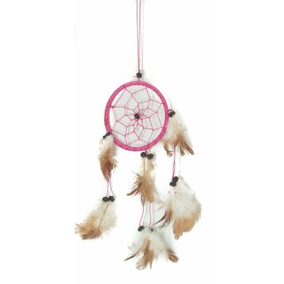 35cm x 9cm Traumfänger Dreamcatcher Pink mit Braunen Federn
